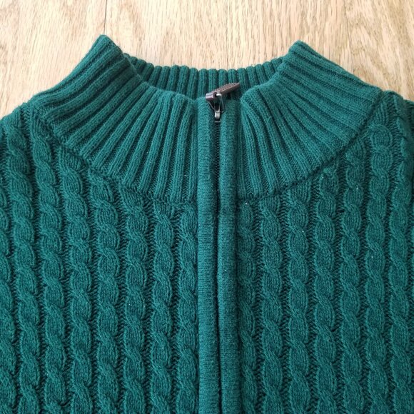 IZOD Quarter Zip Pullover Sweater Mens Size XLT Green Knit Cotton - Picture 1 of 6